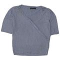 Marks & Spencer Damen Crop Bluse Top UK 12 Mittelblaue Viskose