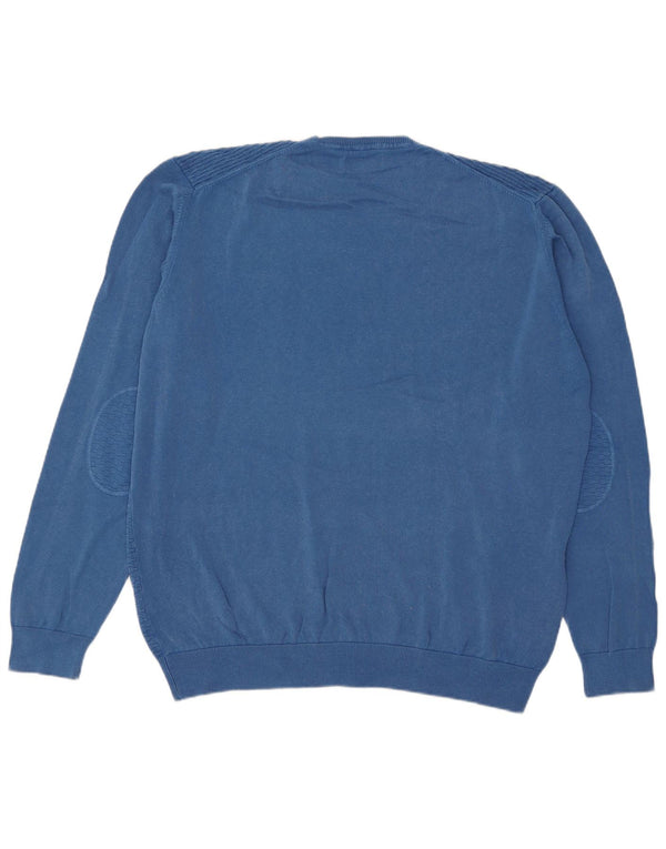 Marlboro Classics Herren-Pullover mit Rundhalsausschnitt, 3XL, blaue Baumwolle