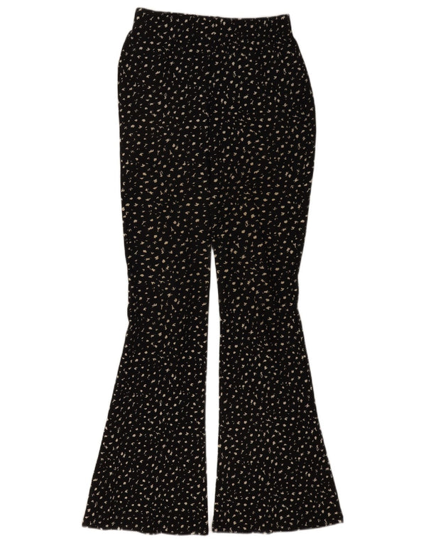 Topshop Damen Flare Freizeithose UK 8 Small W26 L32 Schwarz gepunktet