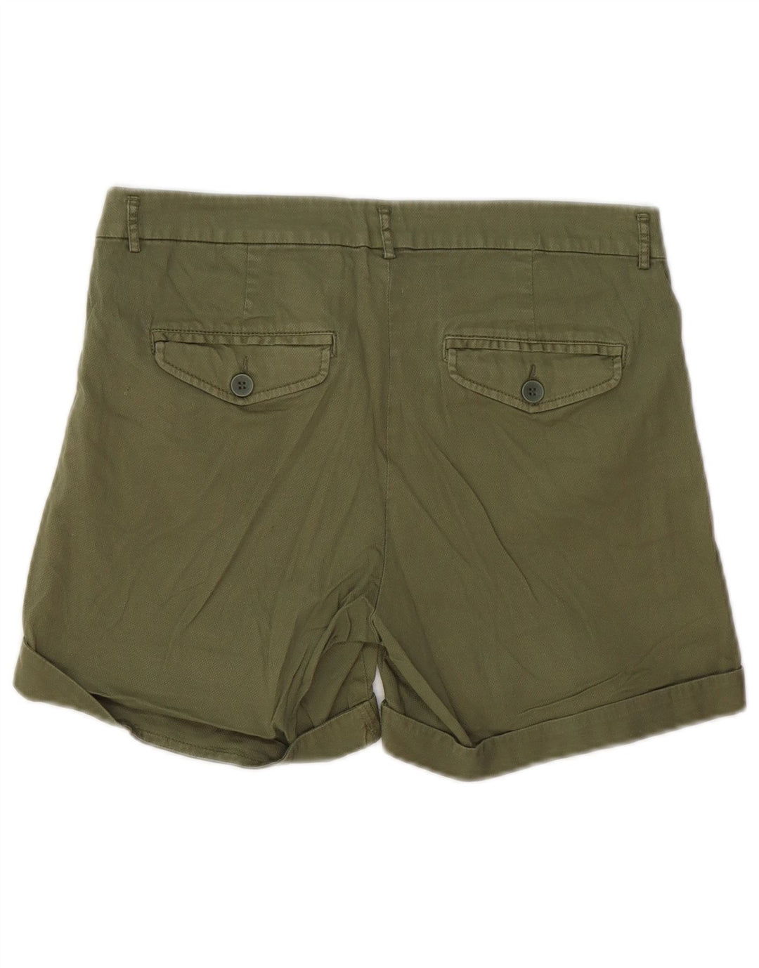 BENETTON Damen Chinoshorts UK 10 Small W30 Khaki Baumwolle