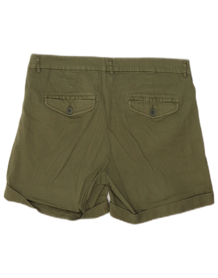 BENETTON Damen Chinoshorts UK 10 Small W30 Khaki Baumwolle