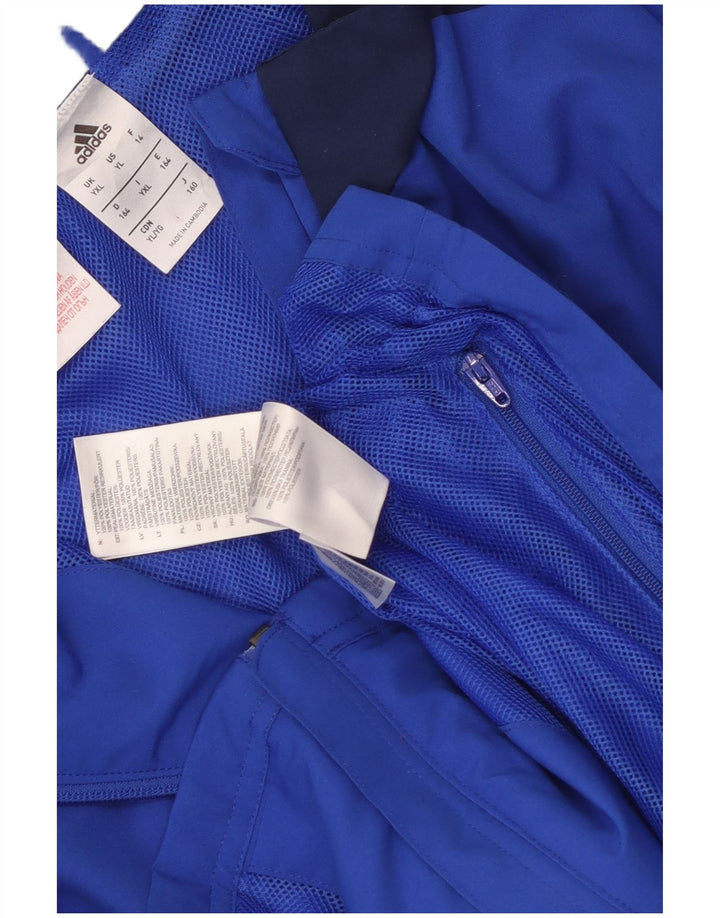 Adidas Jungen-Trainingsanzug-Top-Jacke, 15–16 Jahre, XL, blaues Farbblock-Polyester