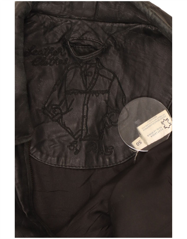 Vintage Herren Lederjacke IT 50 Großes schwarzes Leder