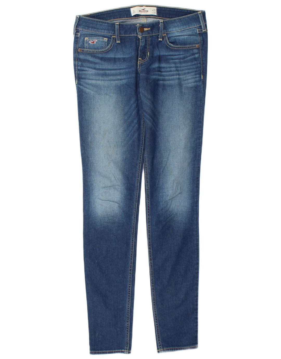 HOLLISTER Damen lange Röhrenjeans US 3 XS W26 L33 Blaue Baumwolle