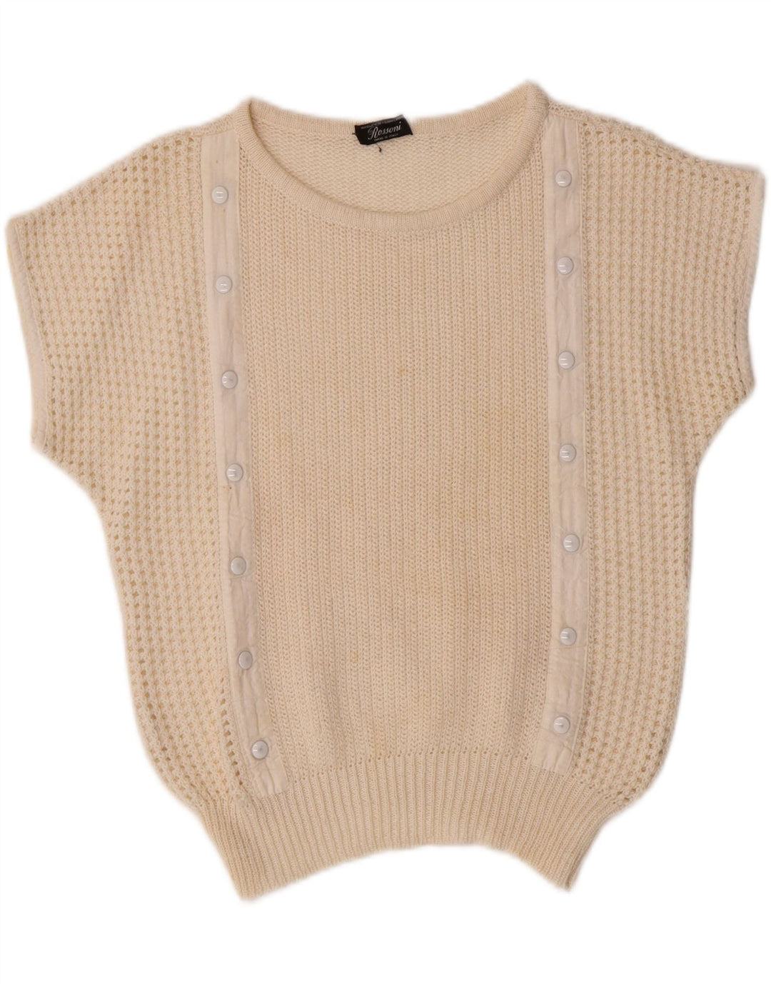 VINTAGE Womens Crew Neck Jumper Sweater UK 14 Medium Off White Vintage Vintage and Second-Hand Vintage from Messina Hembry 