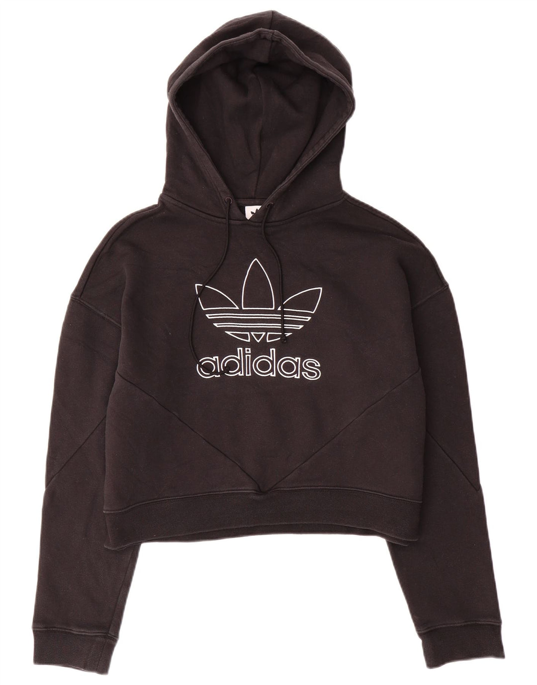 ADIDAS Womens Oversized Graphic Hoodie Pullover UK 10 Small Schwarz Baumwolle