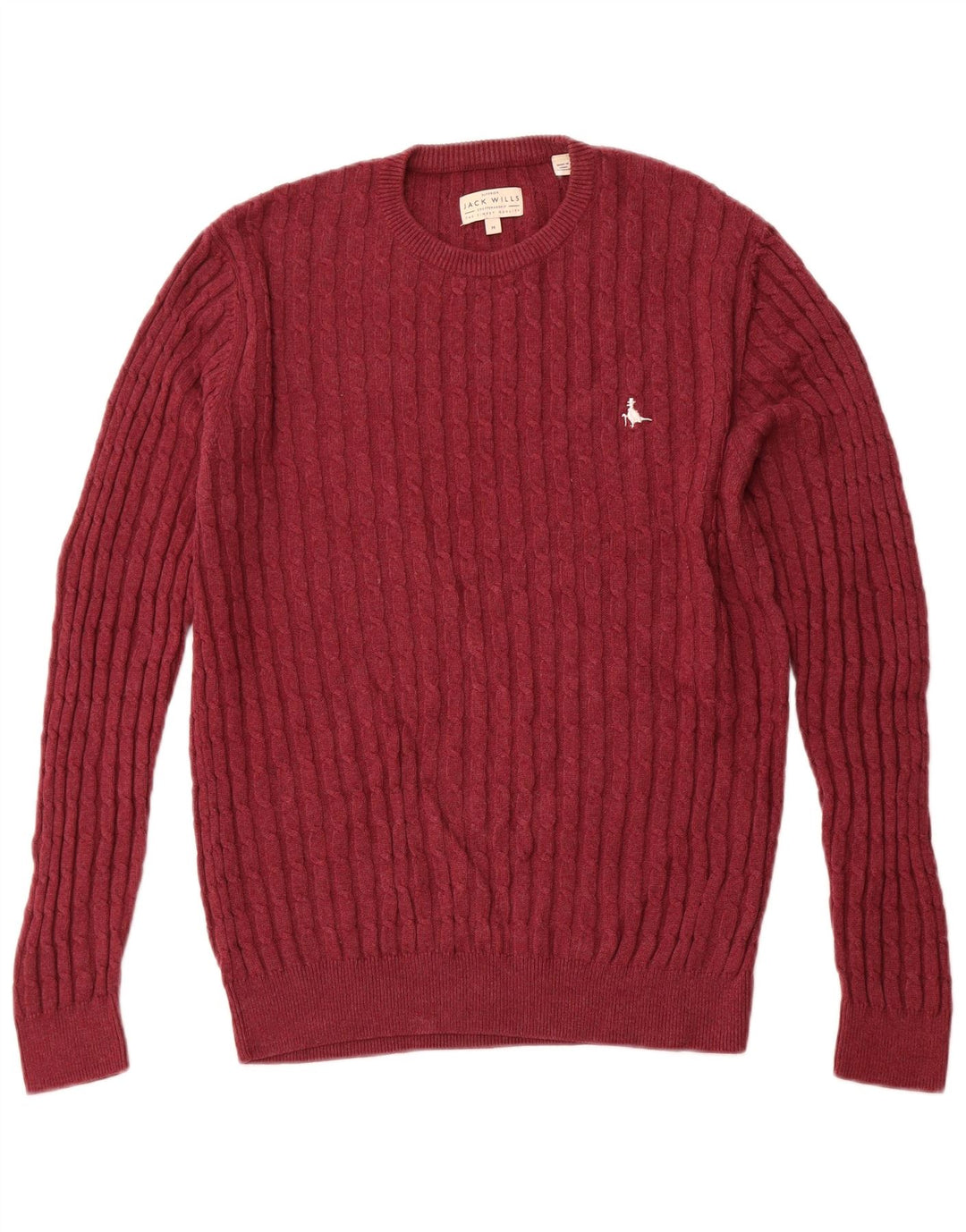 JACK WILLS Herren-Pullover mit Rundhalsausschnitt, mittlere kastanienbraune Baumwolle