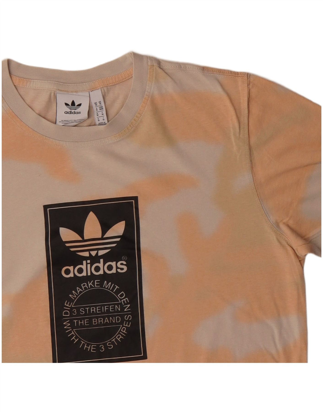 Adidas Herren Grafik-T-Shirt aus mittelorangefarbener Batik-Baumwolle