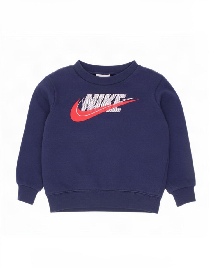 Nike Jungen Grafik-Sweatshirt-Pullover, 2–3 Jahre, marineblaue Baumwolle
