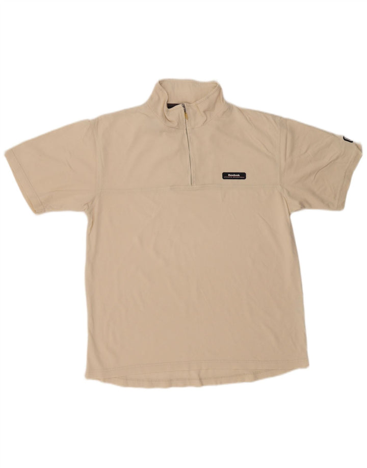 Reebok Herren T-Shirt mit Reißverschluss, XL, Beige