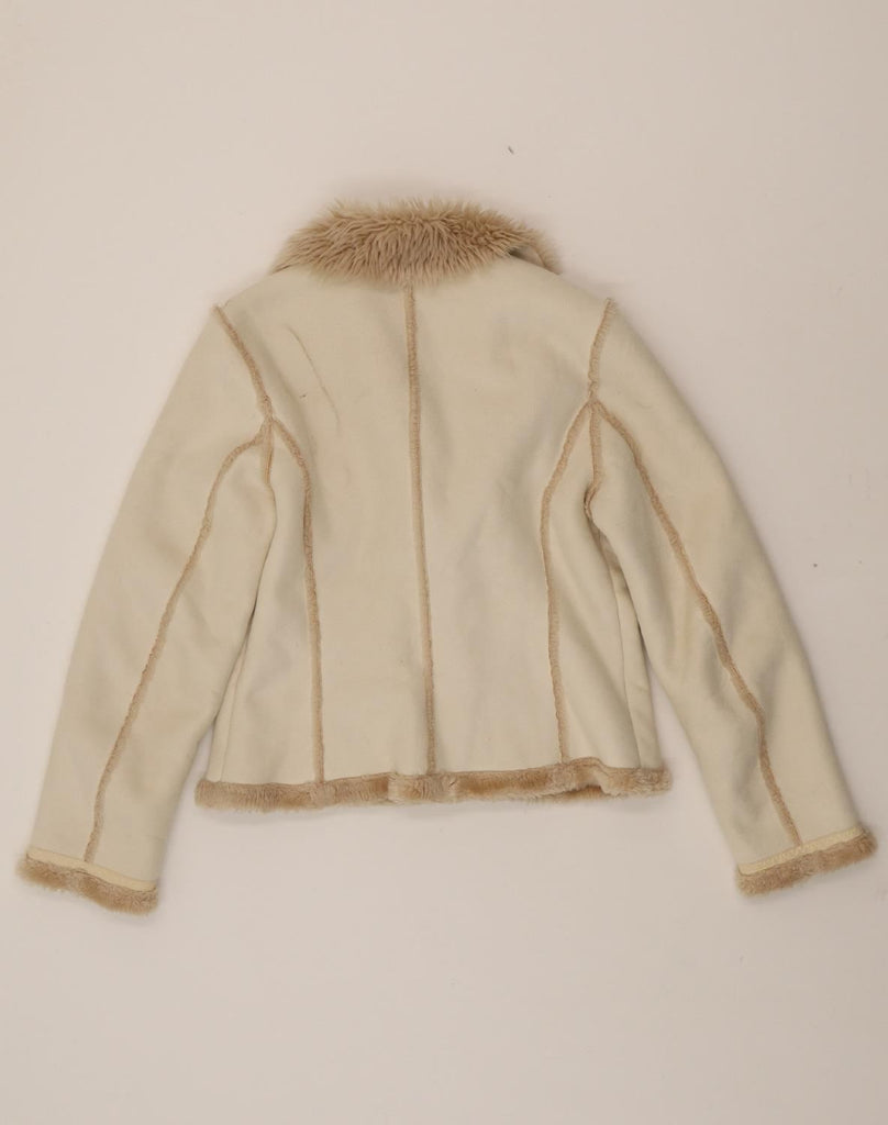 RIVER ISLAND Girls Sherpa Jacket 11-12 Years Beige Polyester Vintage River Island and Second-Hand River Island from Messina Hembry 