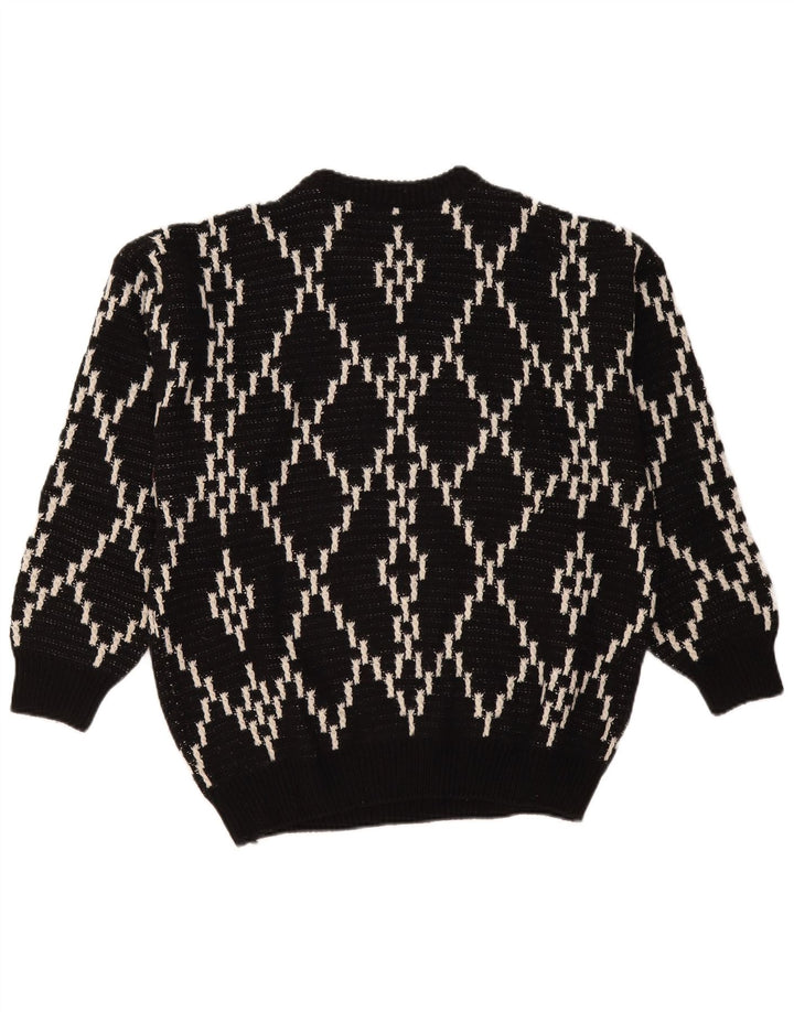 Vintage Herren Rundhalspullover Pullover XL Schwarz Argyle/Diamond Wool