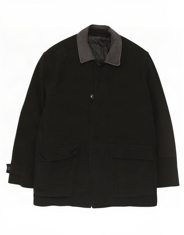 Marks & Spencer Herrenmantel UK 44 2XL Schwarze Baumwolle