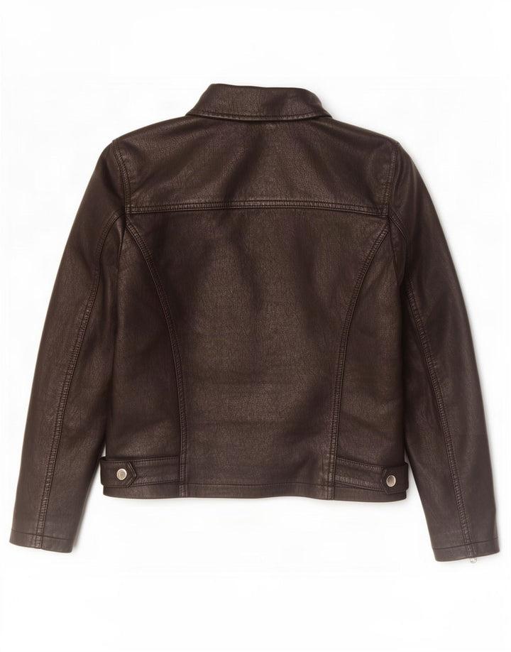 Topshop Damen-Bikerjacke aus Kunstleder, Gr. 8, Schwarz, Polyester