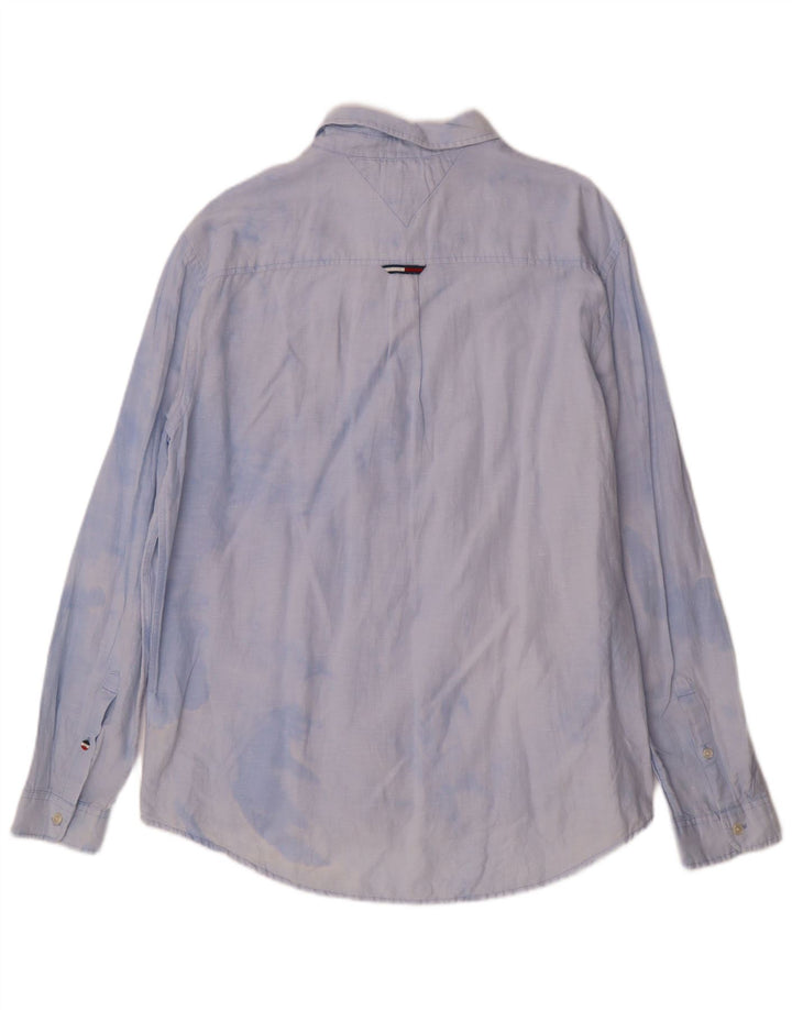 TOMMY HILFIGER Herren-Hemd mit normaler Passform, XL, blaue Batik-Baumwolle