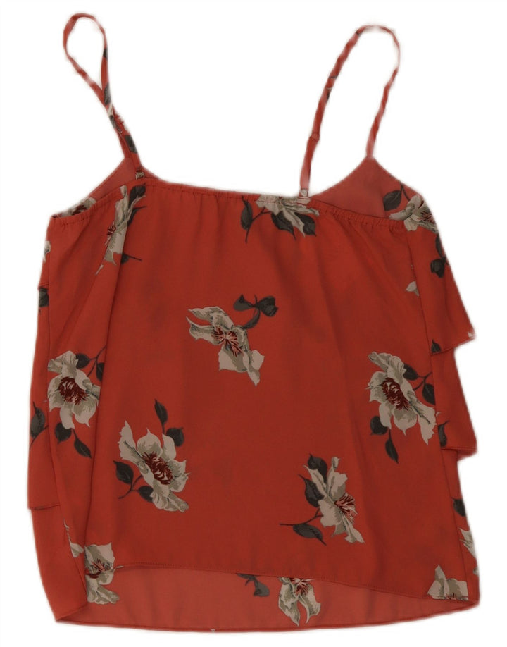Oasis Damen-Cami-Oberteil mit Stufenmuster, Größe S, Rot, Blumenmuster, Polyester