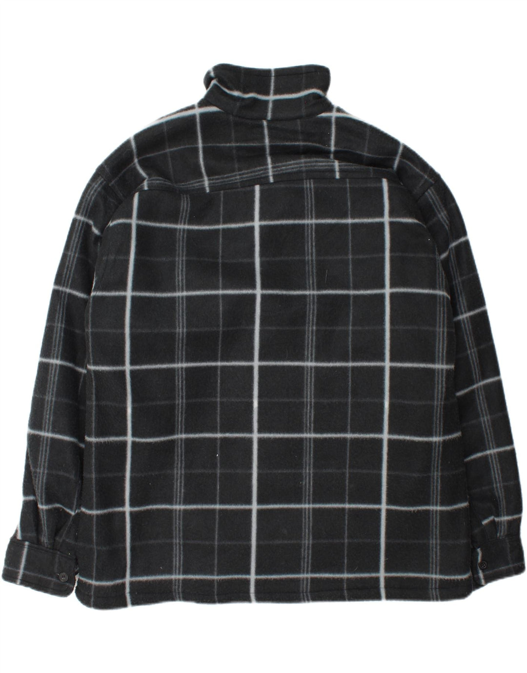 VINTAGE Mens Fleece Sherpa Jacket UK 42 XL Black Check Polyester Vintage Vintage and Second-Hand Vintage from Messina Hembry 