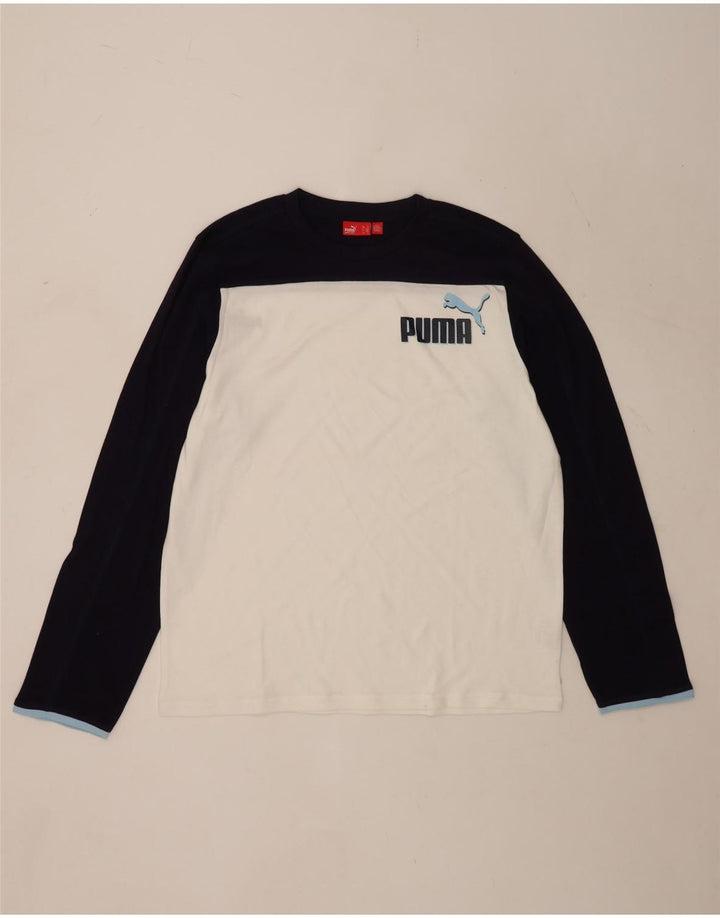 Puma Herren Graphic Top Langarm XL Weiß Colourblock Baumwolle