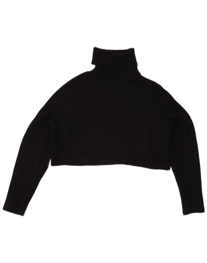 Zara Damen Crop Rollkragenpullover Pullover UK 14 Mittelschwarze Viskose