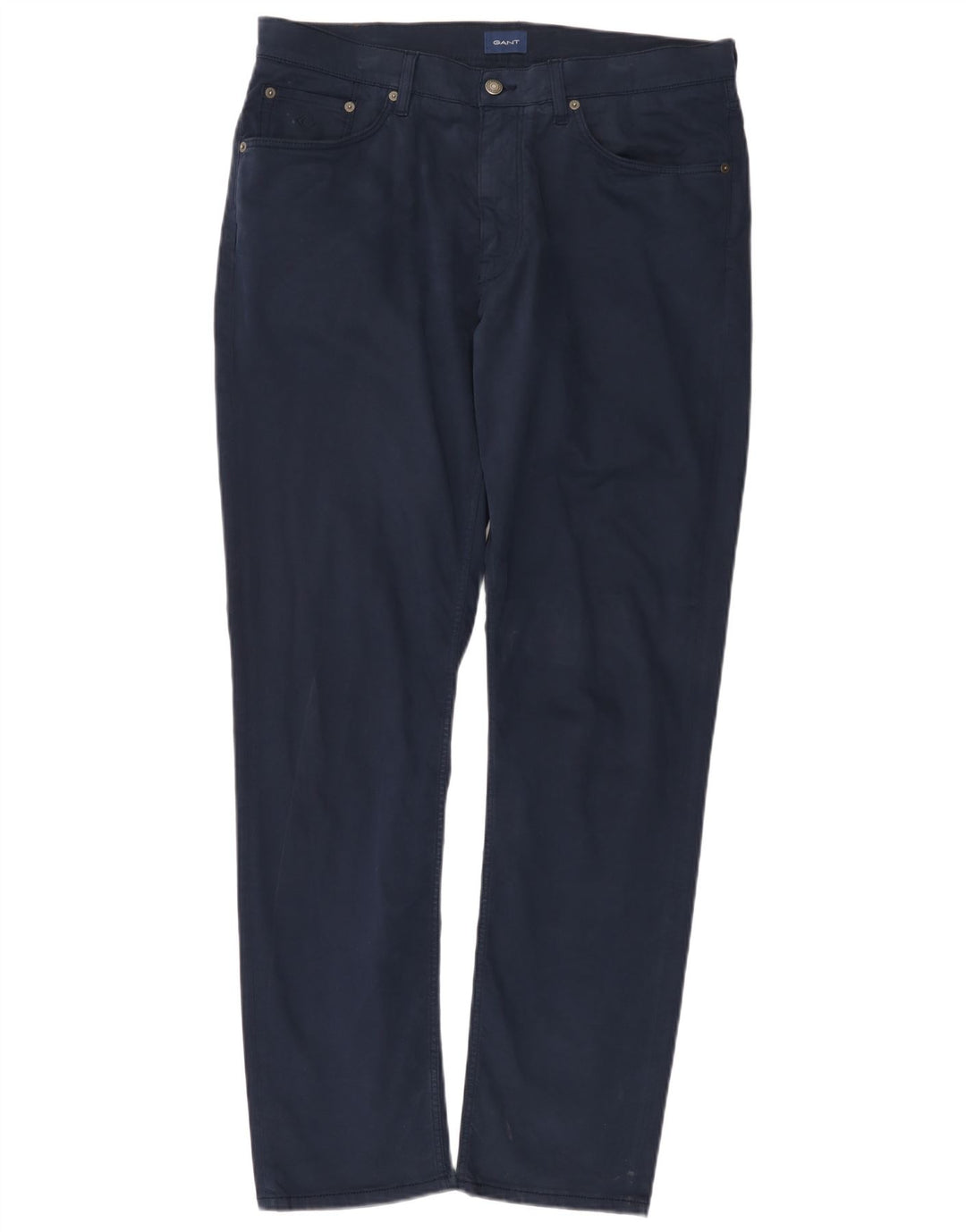GANT Mens Hayes Slim Casual Trousers W36 L34 Navy Blue Cotton