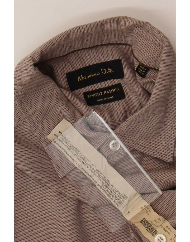 Massimo Dutti Herrenhemd aus mittelbrauner Nadelstreifen-Baumwolle