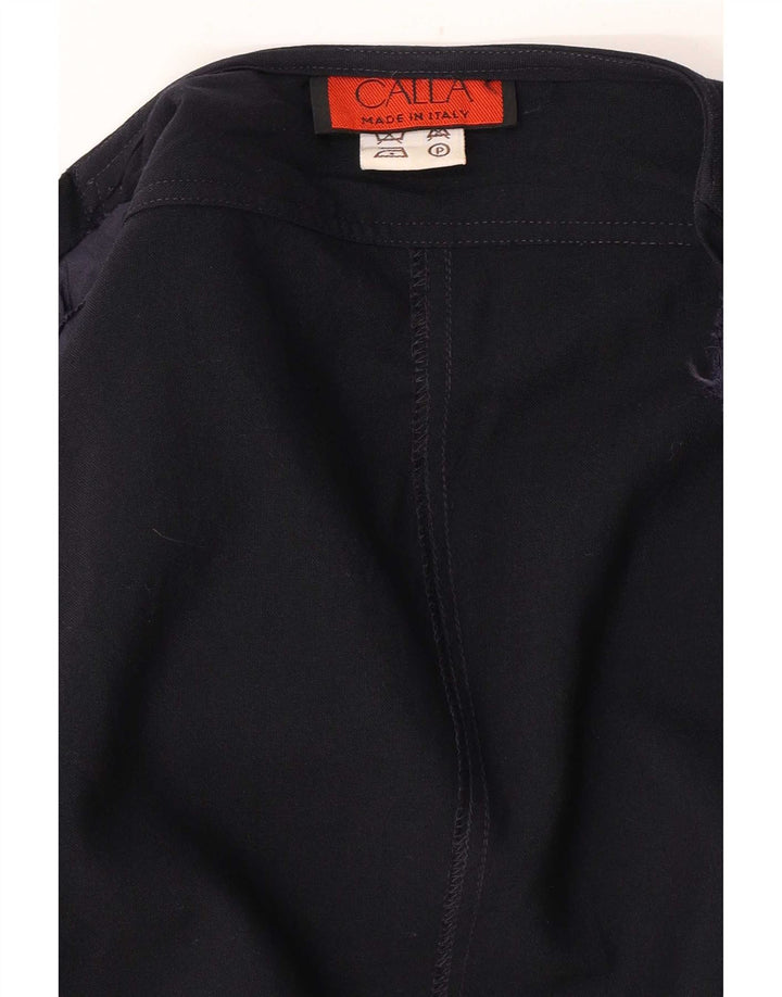 Vintage Damen Loose Fit Offene Blazerjacke IT 46 Große marineblaue Wolle