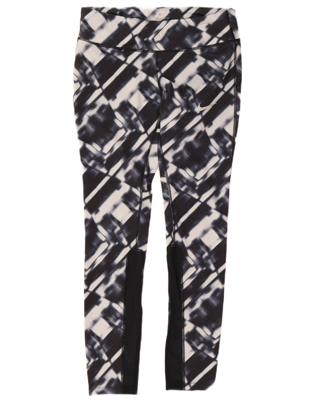 Nike Womens Dri Fit Leggings UK 12 Medium Marineblau Geometrisches Polyester