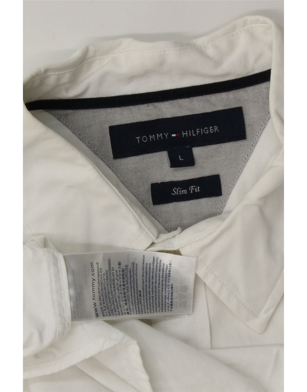 Tommy Hilfiger Herren-Slim-Fit-Hemd, groß, aus weißer Baumwolle