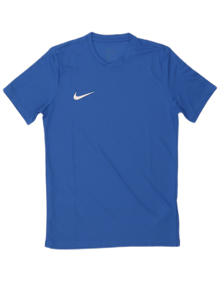 Nike Herren Dri Fit Grafik-T-Shirt-Oberteil aus mittelblauem Polyester