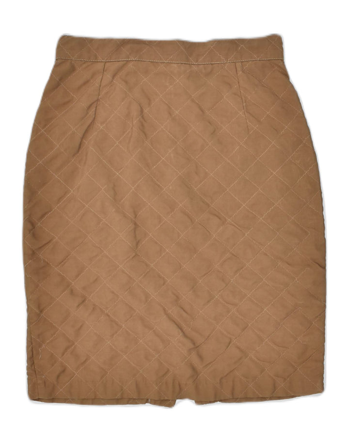 VINTAGE Womens Quilted Pencil Skirt W26 Small Brown Polyester | Vintage | Thrift | Second-Hand | Used Clothing | Messina Hembry 