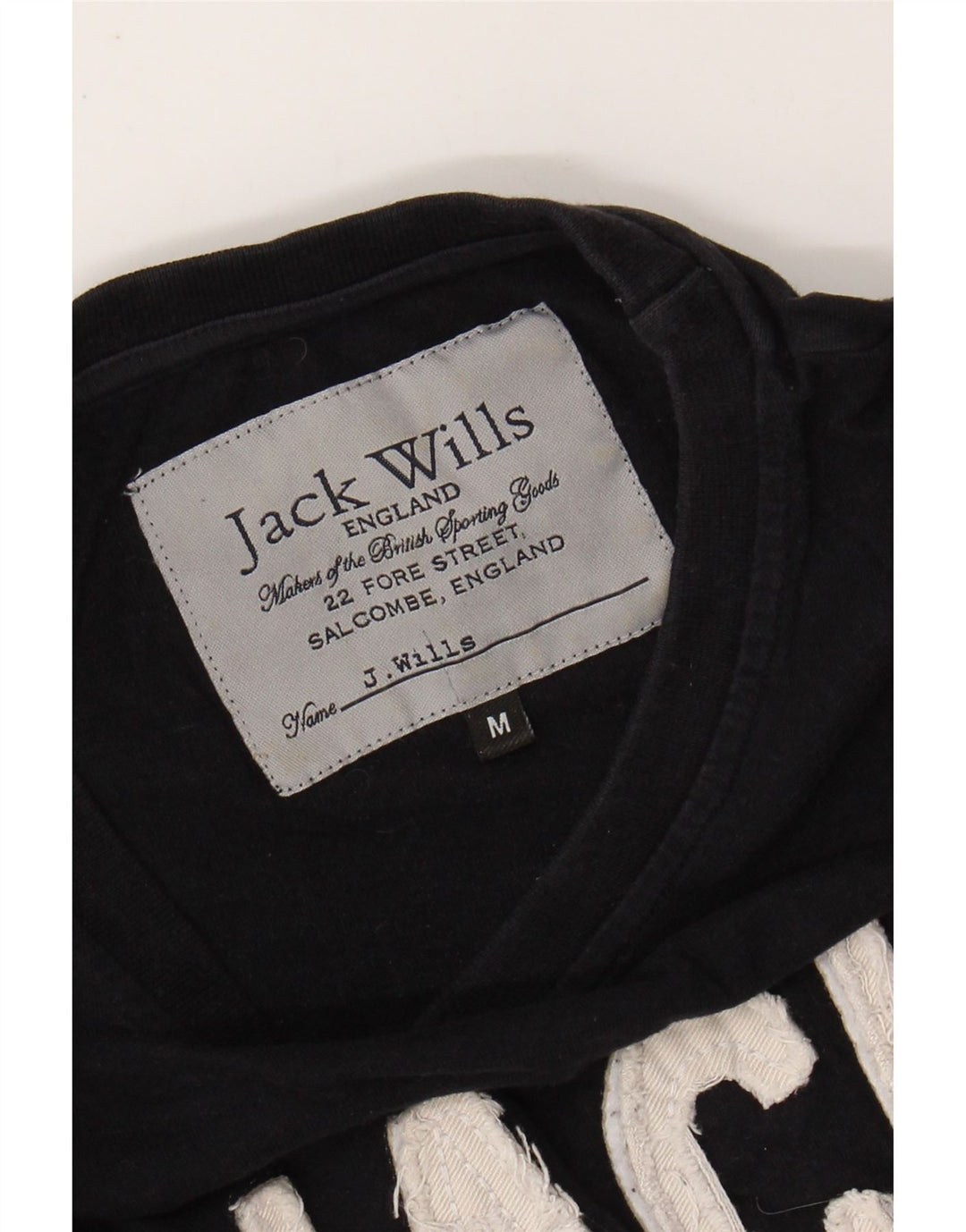 JACK WILLS Herren Grafik-T-Shirt-Oberteil aus mittelschwarzer Baumwolle