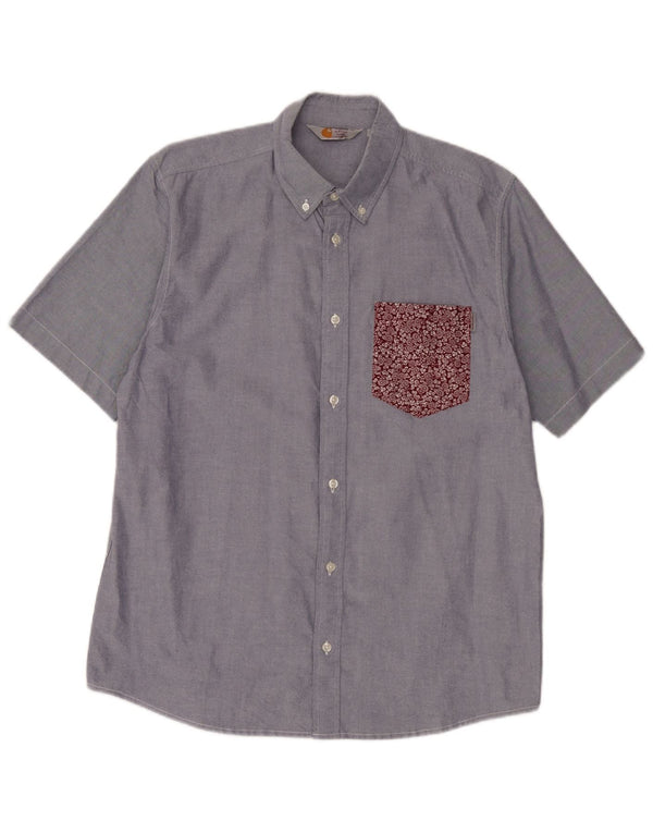 Carhartt Herren Kurzarmhemd XL Blau geblümt Baumwolle