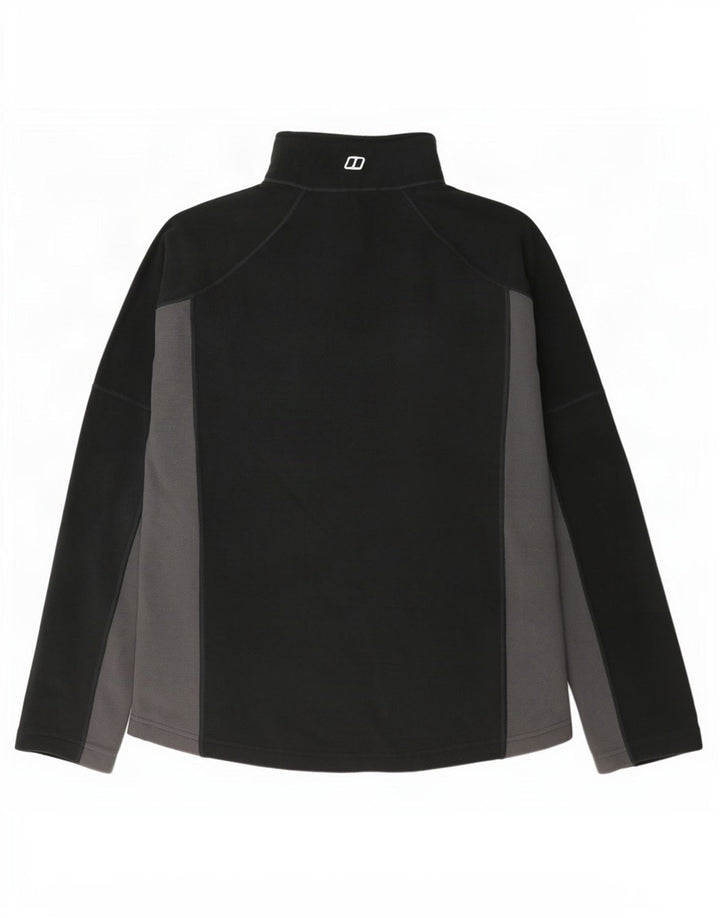 Berghaus Herren-Fleecepullover mit Reißverschluss am Hals, mittelschwarzes Farbblock-Polyester