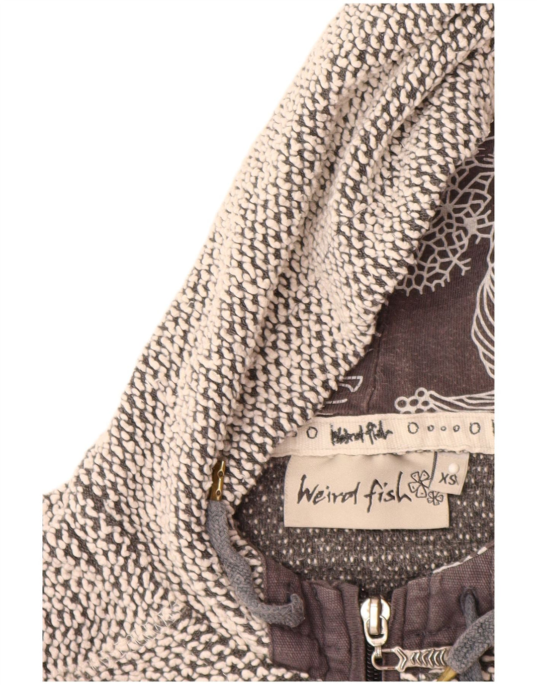 WEIRD FISH Damen-Kapuzenpullover mit Reißverschluss, UK 6, XS, graue Baumwolle