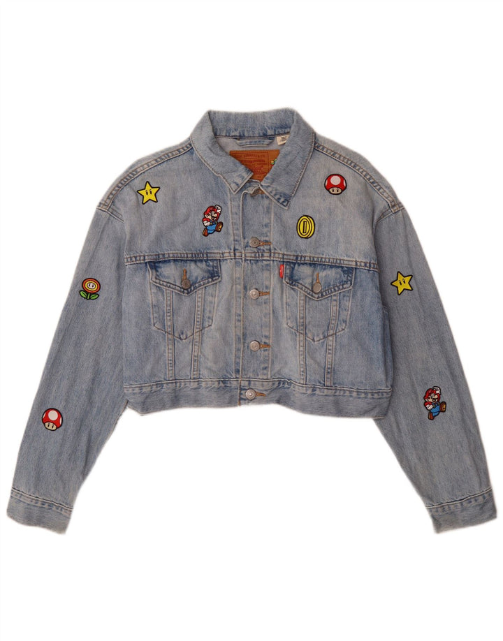 Levi's Mädchen-Jeansjacke mit Grafik, Größe S, Blau, Baumwolle, 13–14 Jahre