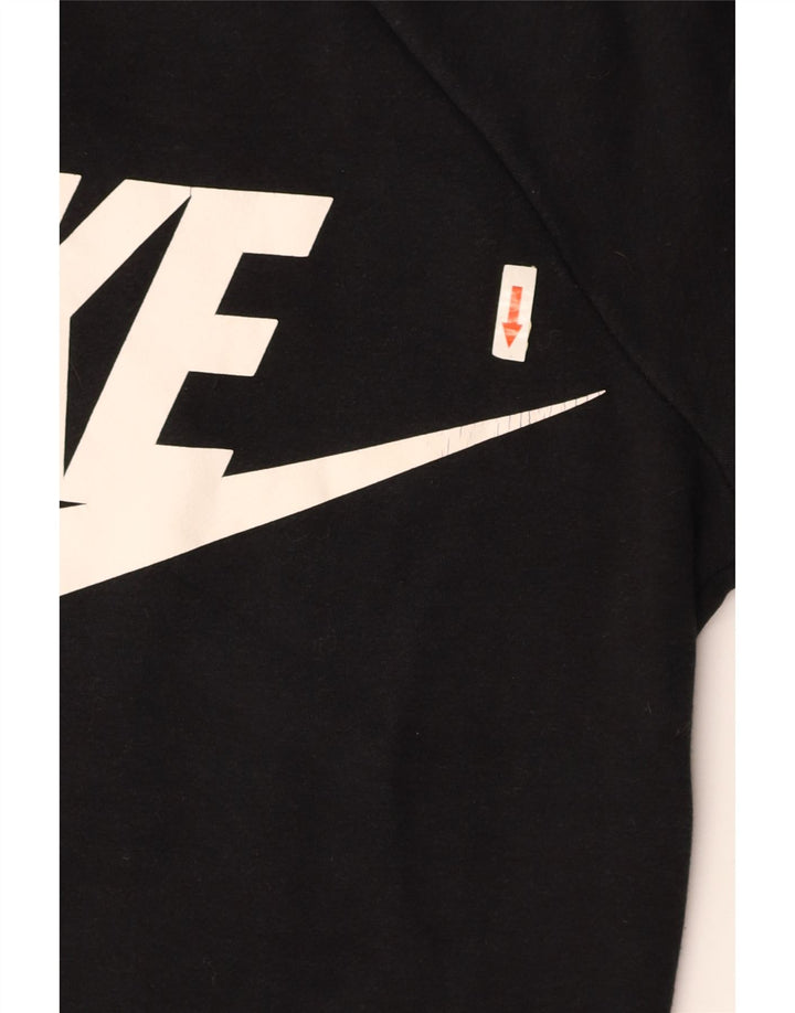 NIKE Womens Crop Oversized Graphic Sweatshirt Pullover UK 10 Small Schwarz