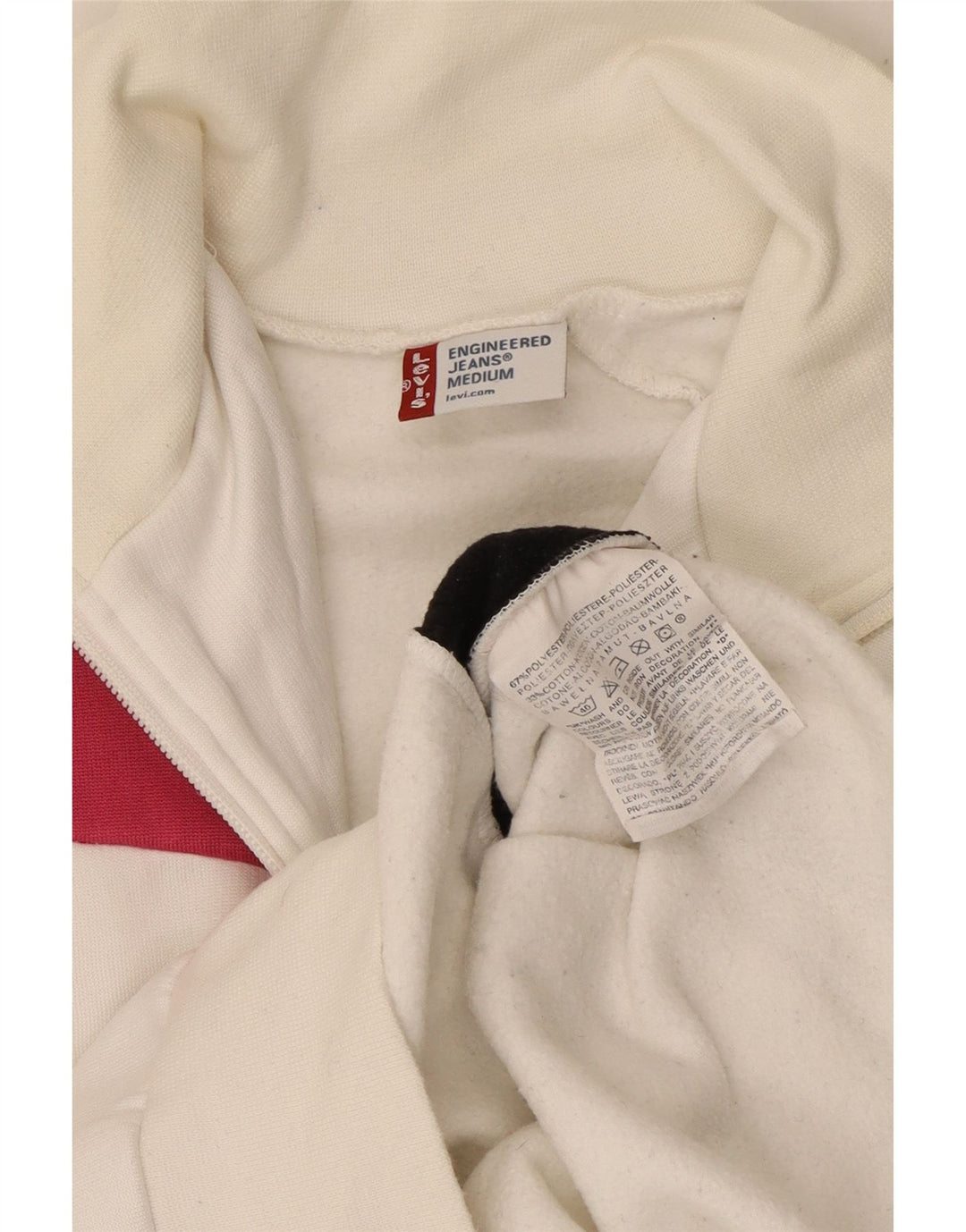 LEVI'S Damen-Sweatshirt mit Reißverschluss am Hals, UK 14, Mittelweiß, Farbblock