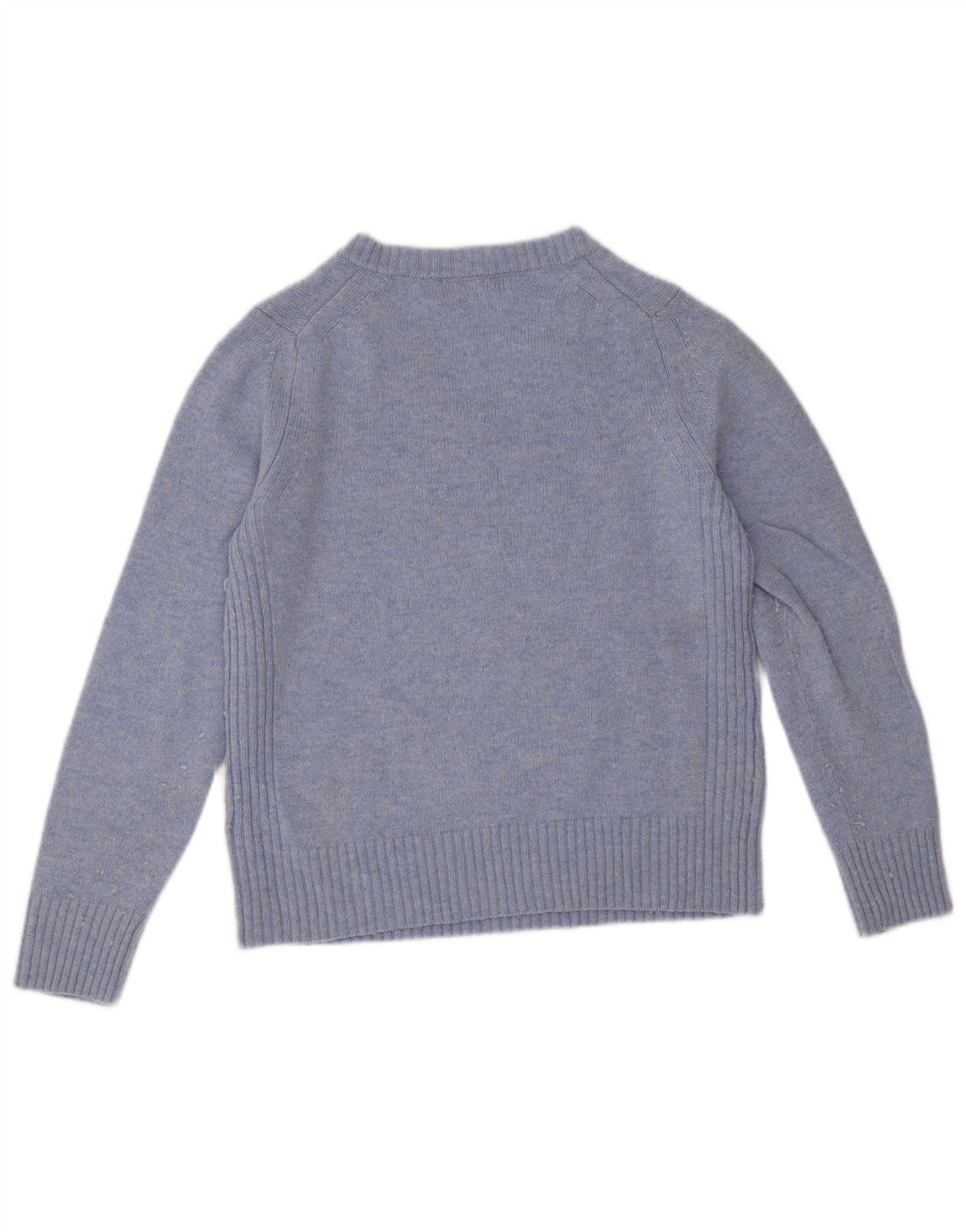 Marks & Spencer Damen-Pullover mit V-Ausschnitt, UK 12, mittelblaue Lammwolle