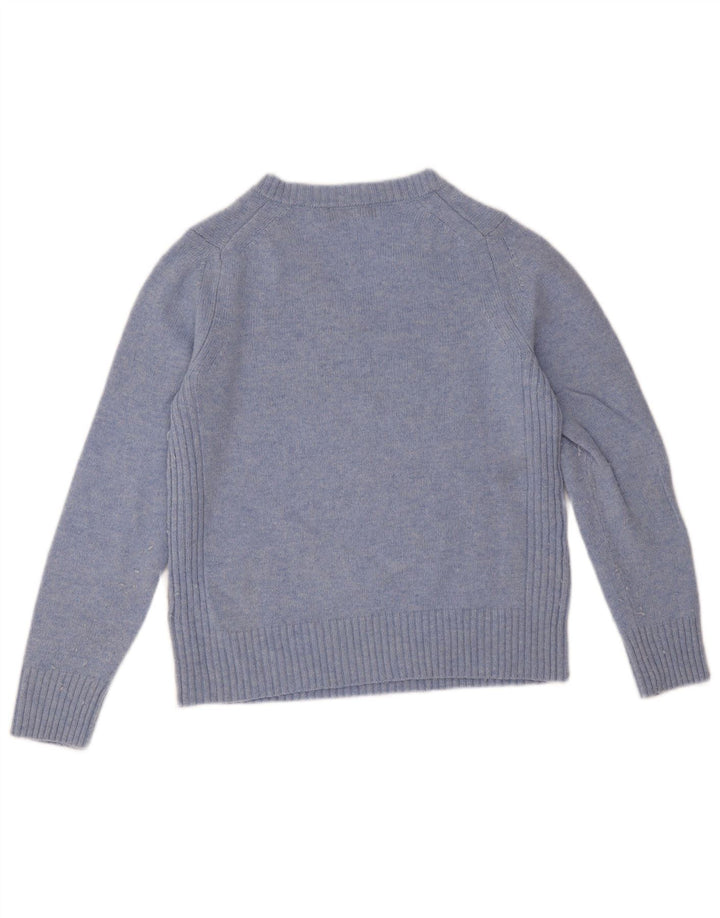 Marks & Spencer Damen-Pullover mit V-Ausschnitt, UK 12, mittelblaue Lammwolle