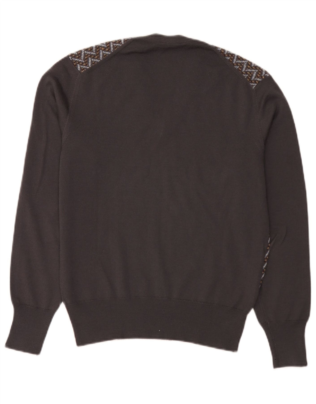 Vintage Herren Pullover mit V-Ausschnitt IT 50 Mittelbraun Geometrisch