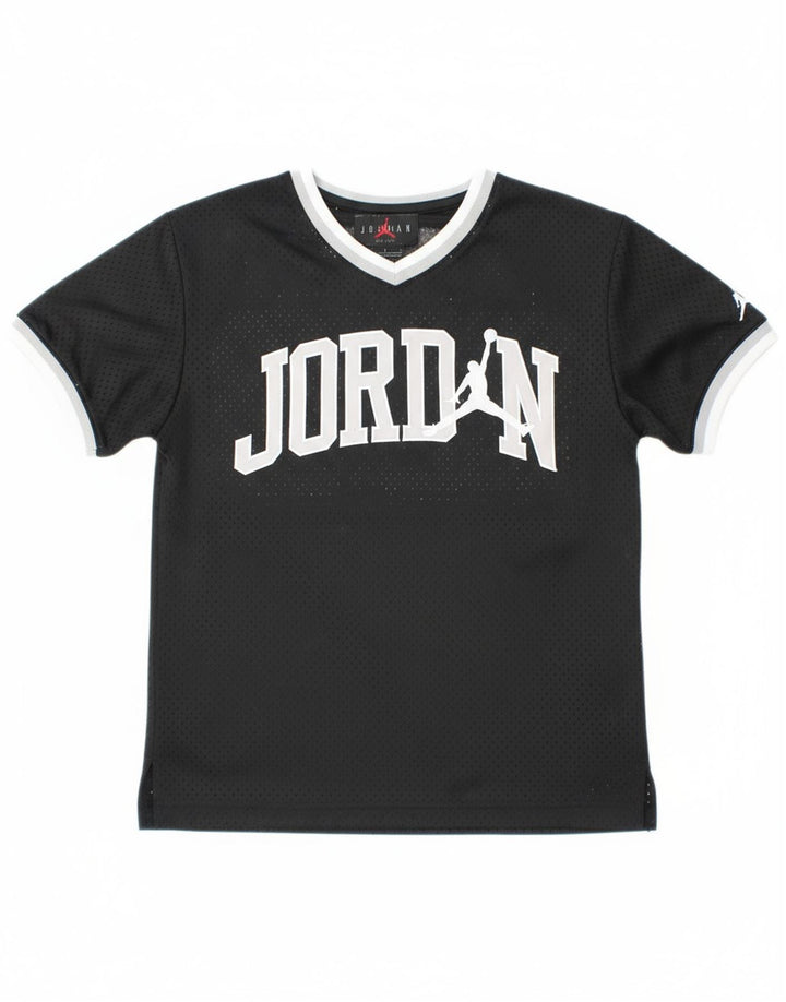 JORDAN Boys Graphic T-Shirt Top 8-9 Years Small  Black Polyester