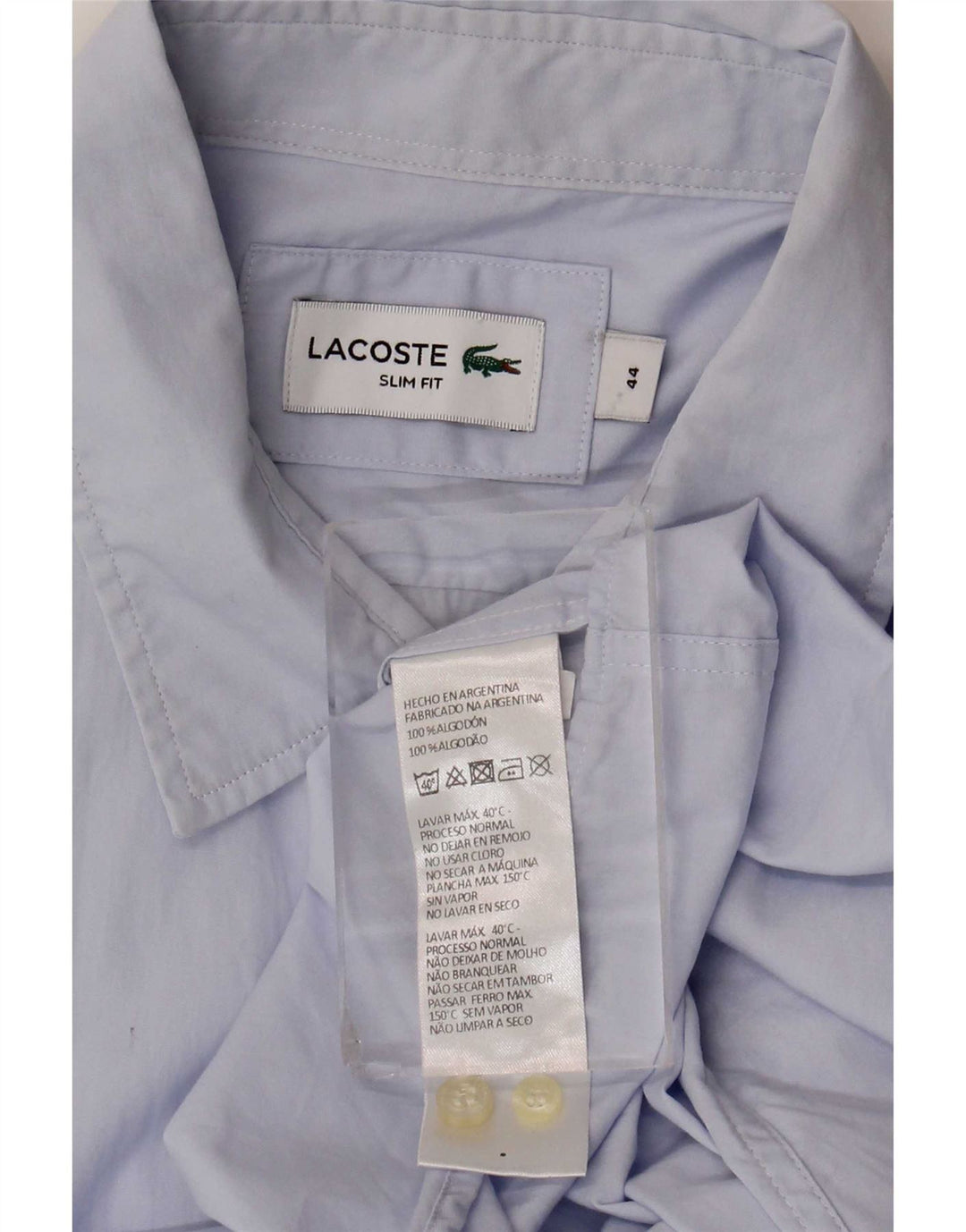Lacoste Herren-Slim-Fit-Hemd, Größe 44, XL, blaue Baumwolle