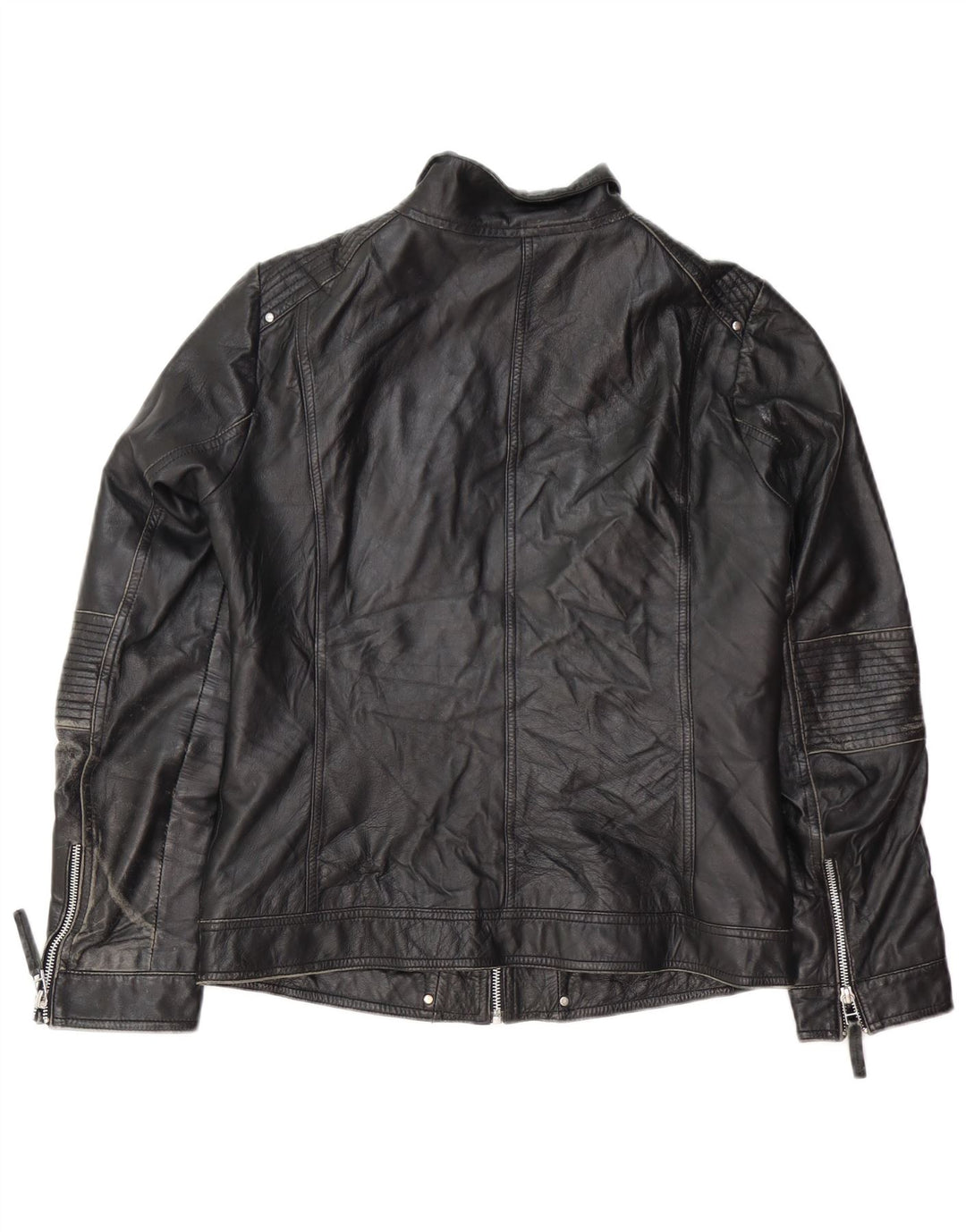 Isaco & Kawa Damen Biker-Lederjacke IT 44 Mittelschwarzes Leder