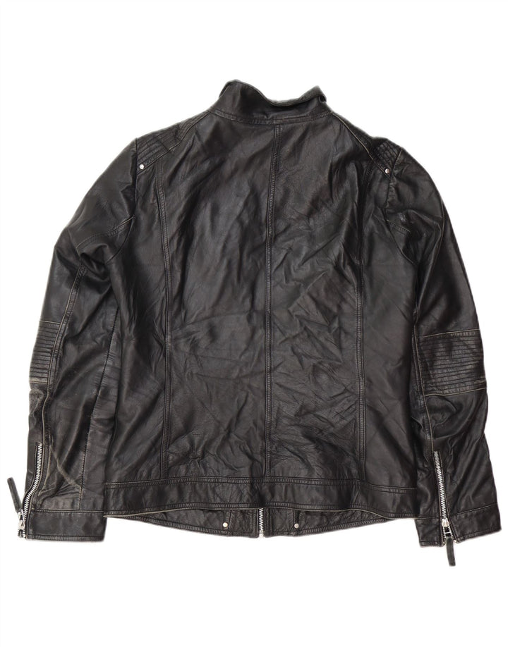 Isaco & Kawa Damen Biker-Lederjacke IT 44 Mittelschwarzes Leder