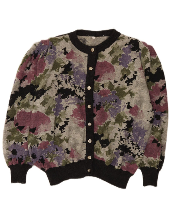 Vintage Damen Cardigan Pullover IT 48 XL Mehrfarbige Blumenwolle