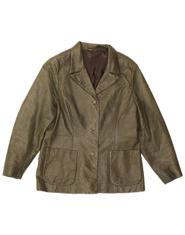 Vintage Damen Lederjacke IT 46 Großes Khaki-Leder