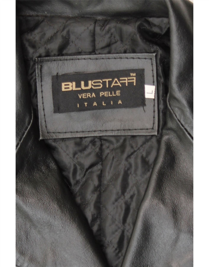 Blustaff Herren Ledermantel UK 40 Großes schwarzes Leder