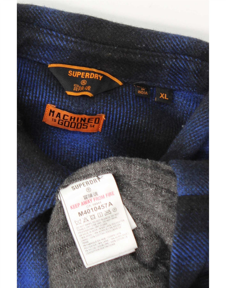 Superdry Herren Lumberjack Flanellhemd XL Marineblau kariertes Polyester