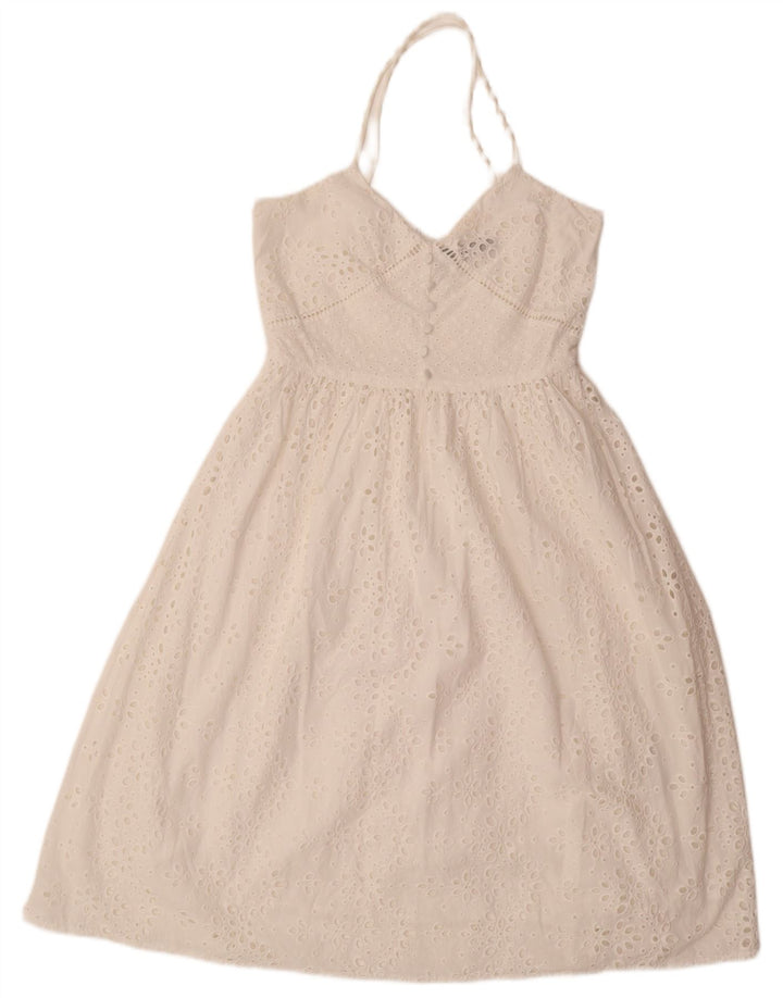ZARA Damen Sommerkleid UK 6 XS Weiße Baumwolle