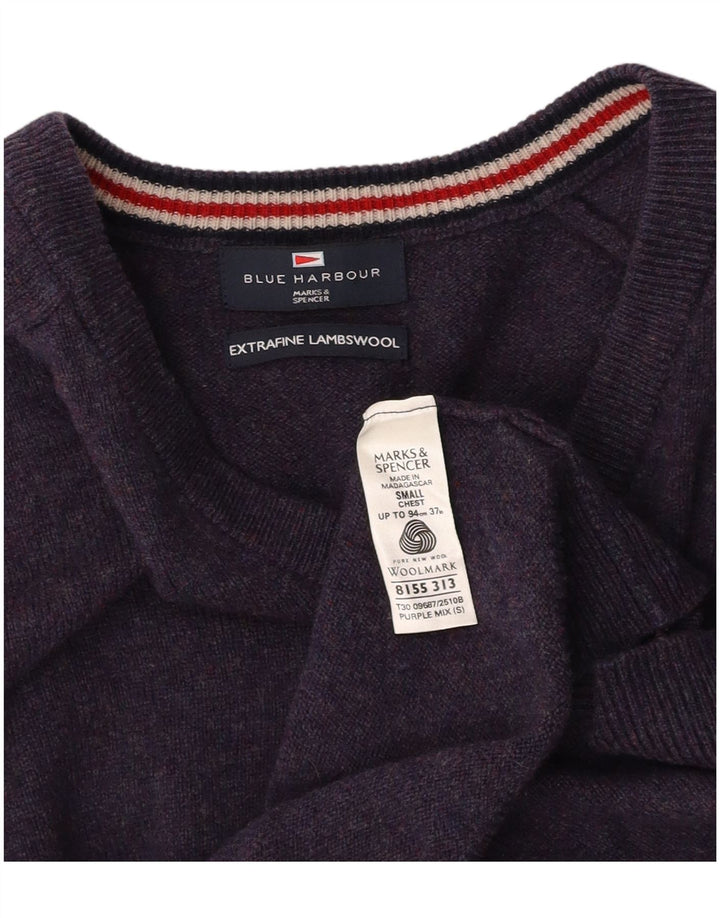 MARKS & SPENCER Herren Blue Harbour Pullover mit V-Ausschnitt, Größe S, Marineblau